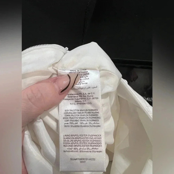 Bebe |  Structured White Halter Dress With Off Shoulder Detail | Size M - Picture 10 of 12